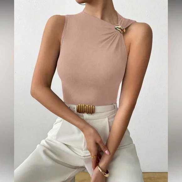 Rust Brown Asymmetrical Women Top